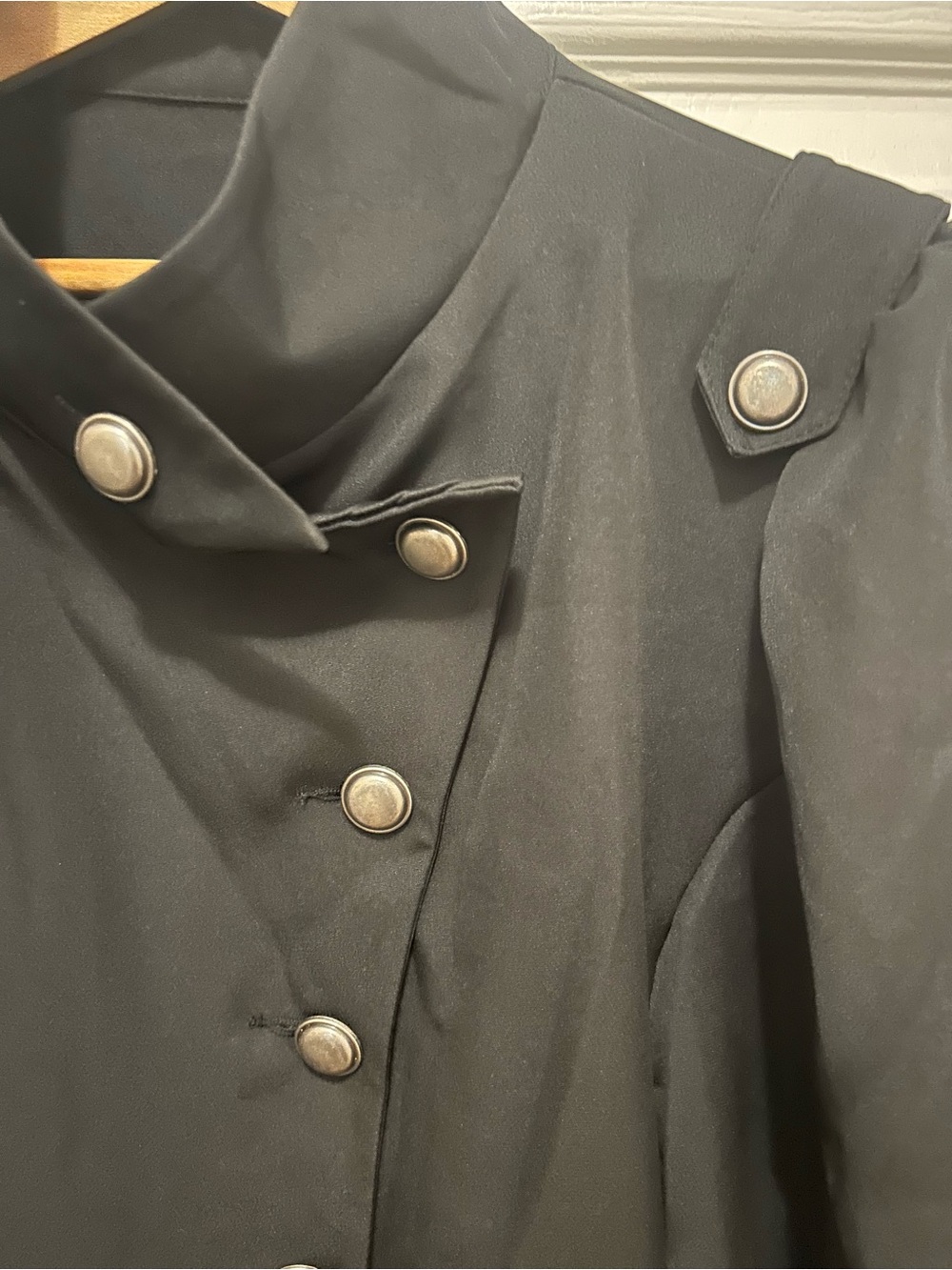 Black Military-Style Button Front Women's Dress